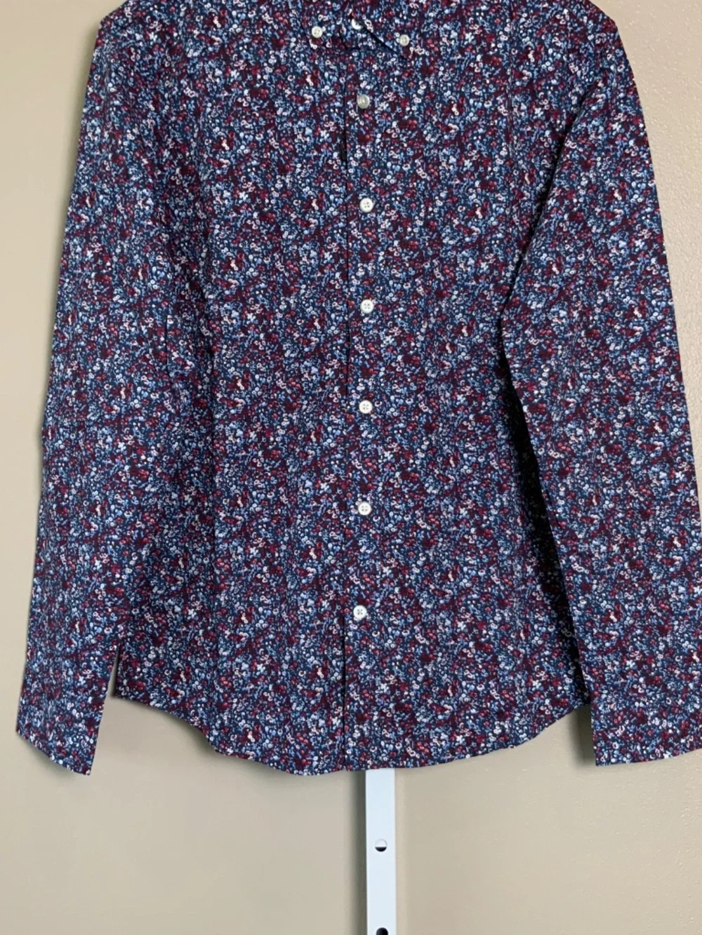 Banana Republic Luxe Poplin Untucked Slim Fit Floral Button Down Oxford Shirt